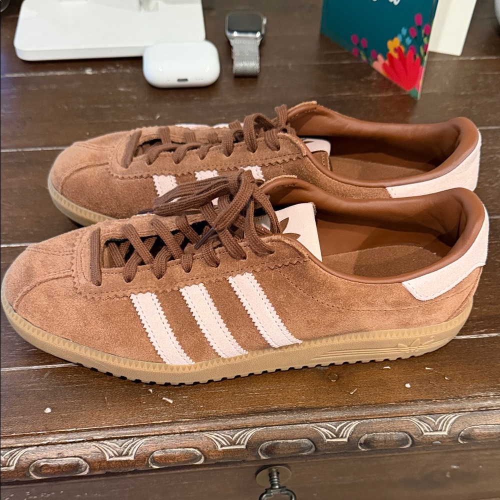 Adidas Suede Sneakers in Brown and Light Pink